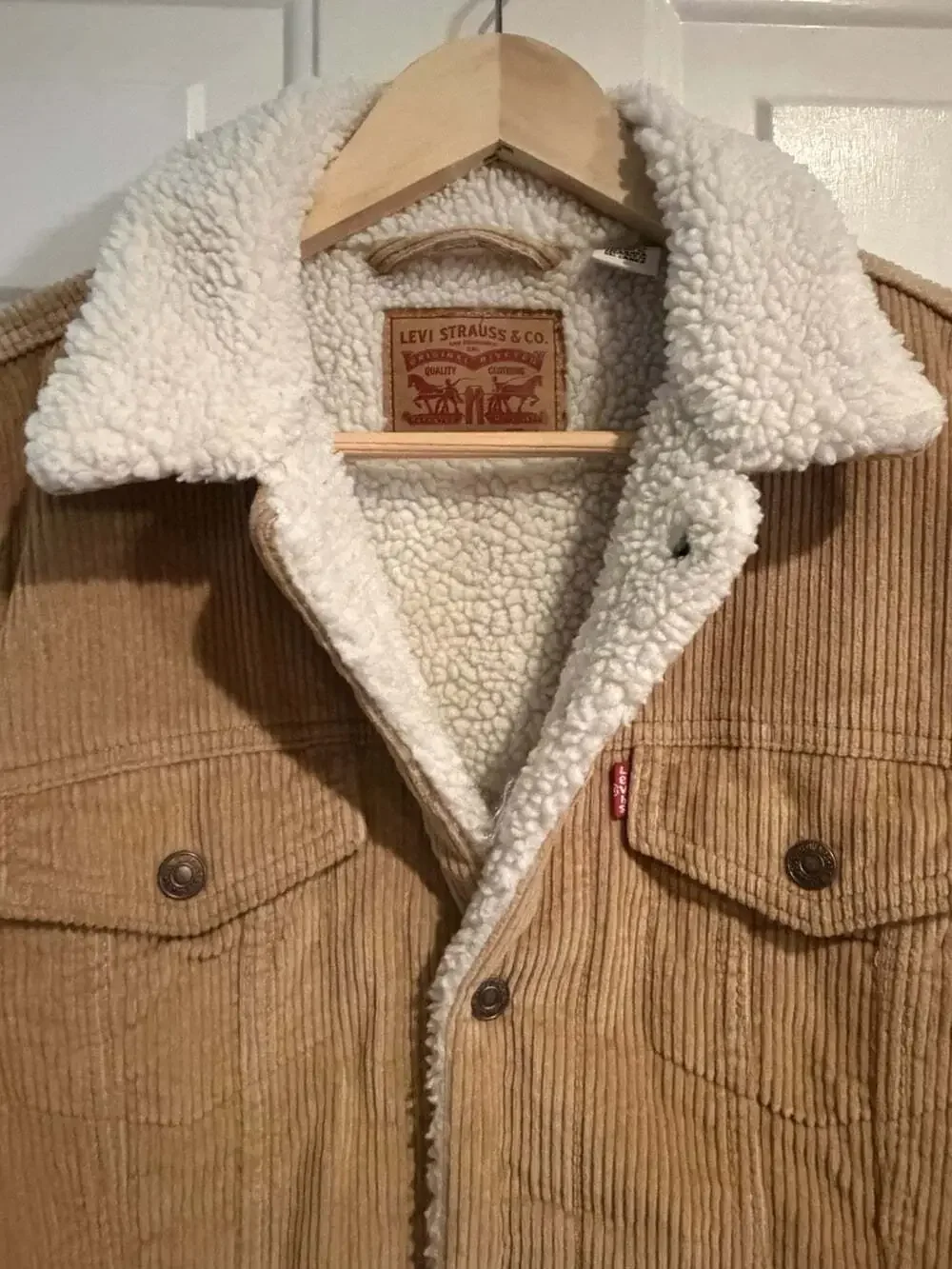 Levi’s Corduroy Jacket Men’s Large Tan Faux Sherpa Lined